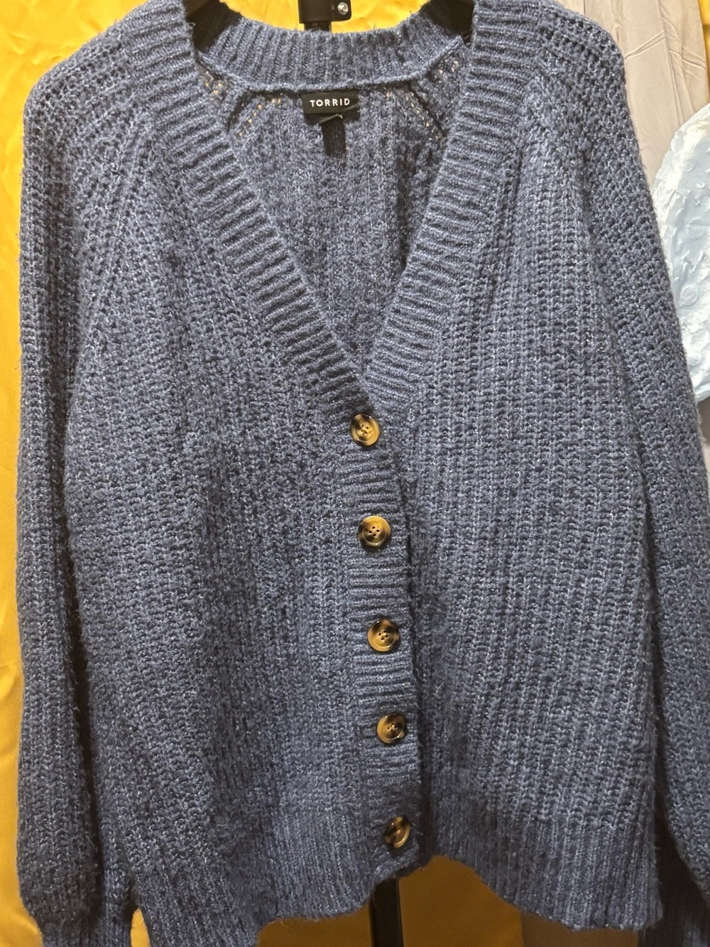 torrid Dusty Blue Chunky Button-Up Cardigan